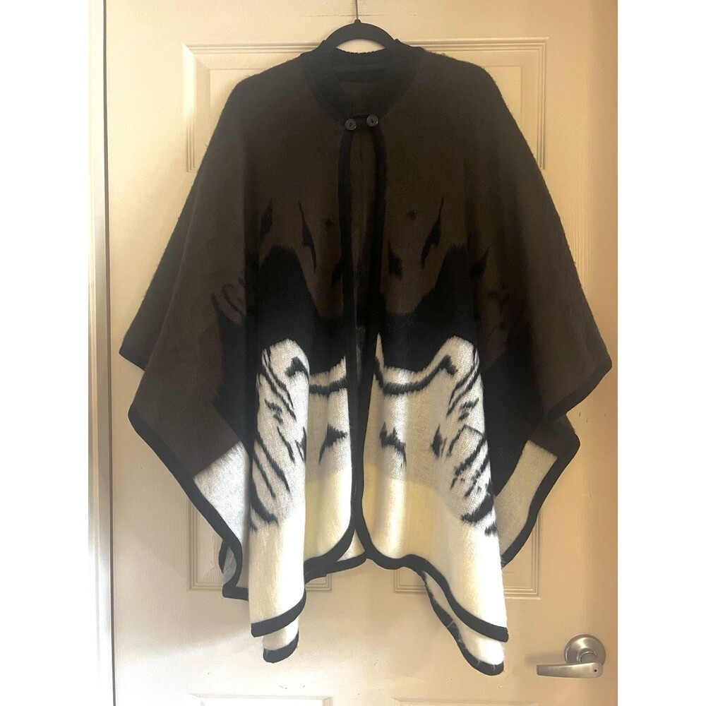 Tejidos Chalampuente Ecuador Wool Poncho Cape O/S Tribal Artisan Heavy NWOT Luxe